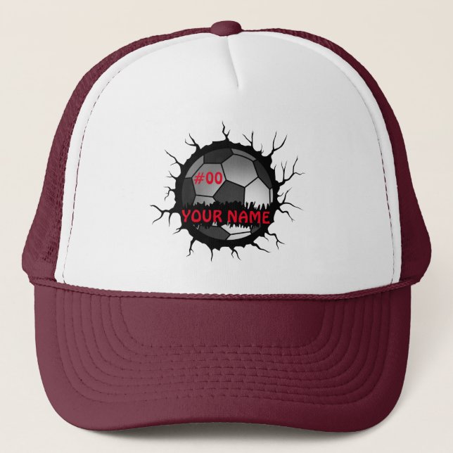 Soccer Logo, Soccer Custom Name, Soccer Gift Trucker Hat (Front)