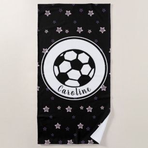 Soccer Love Cute Star Pattern Girls Personalised Beach Towel