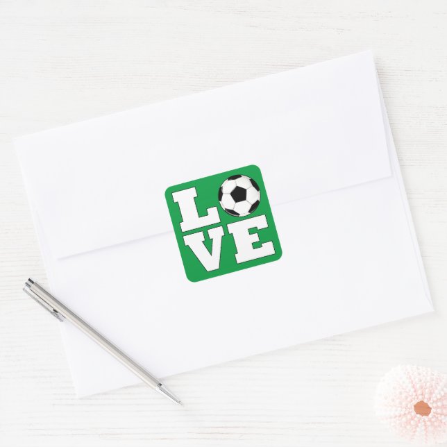 Soccer LOVE Fun Sports Player Square Sticker (Envelope)