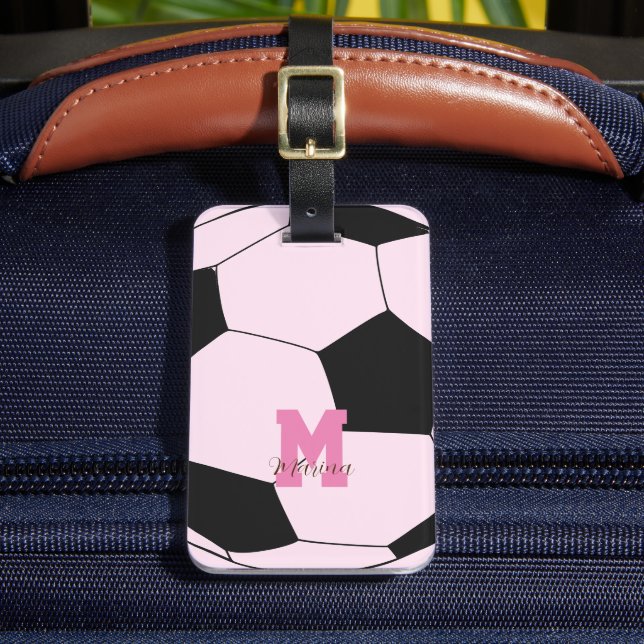 Soccer Lovely Pink Luggage Tag (Front Insitu 2)