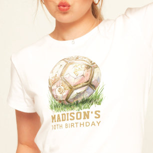 Soccer Luxury Birthday Rose & Gold T-Shirt