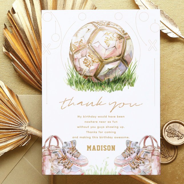 Soccer Luxury Girl Birthday  Thank You Card (Creator Uploaded)