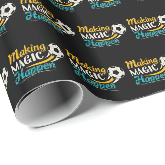 Soccer Making Magic Happen Wrapping Paper (Roll Corner)
