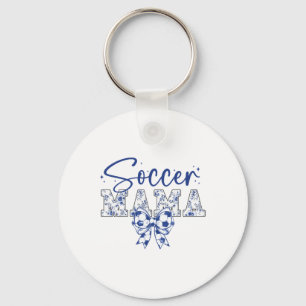 Soccer Mama Coquette Bow Funny Soccer Cheer Mama Key Ring