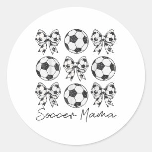 Soccer Mama Coquette Bow Soccer Mum Soccer Season Classic Round Sticker