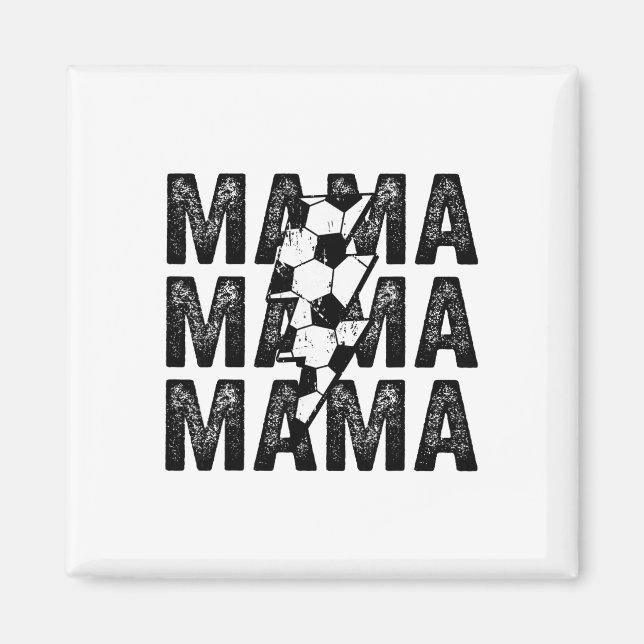 Soccer Mama Distressed Lightning Bolt Mum  Magnet (Front)