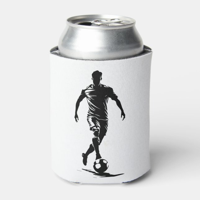 Soccer man with ball design. can cooler (Can Front)