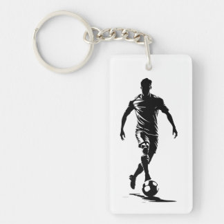 Soccer man with ball design. key ring