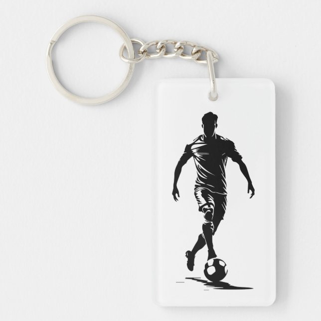 Soccer man with ball design. key ring (Front)