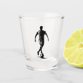 Soccer man with ball design. shot glass
