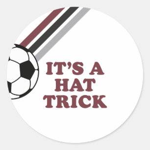 Soccer Maroon Stripes Hat Trick 3rd Birthday Classic Round Sticker