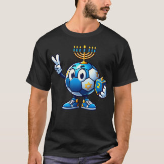 Soccer Menorah Dreidel Jewish Hanukkah Womens Mens T-Shirt