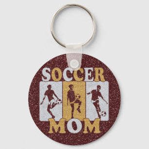Soccer Mom Glitter Effect Key Ring