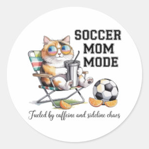 Soccer Mom Mode Cat Sticker - Funny Sideline Chaos