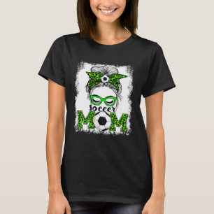 Soccer Mom Mother's Day Game Day Messy Bun Leopard T-Shirt
