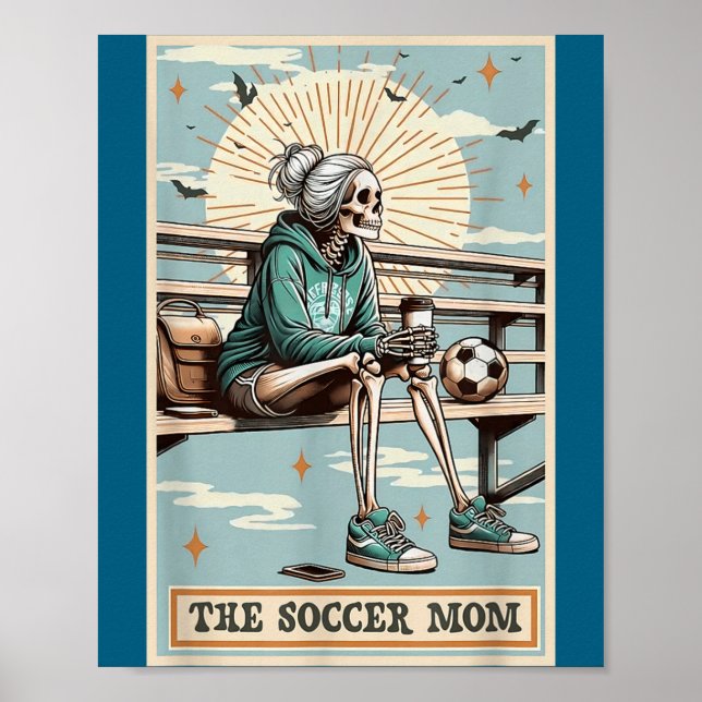 Soccer Mom Skeleton Tarot Card Vintage Halloween  Poster (Front)