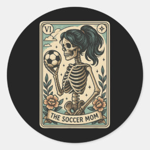 Soccer Mom Tarot Card Skeleton Mothers Day Mama Classic Round Sticker