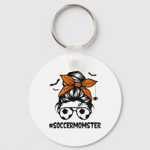 Soccer Momster For Women Halloween Mum Messy Bun H Key Ring
