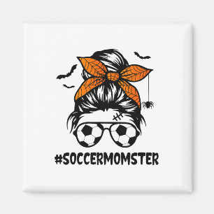 Soccer Momster For Women Halloween Mum Messy Bun H Magnet
