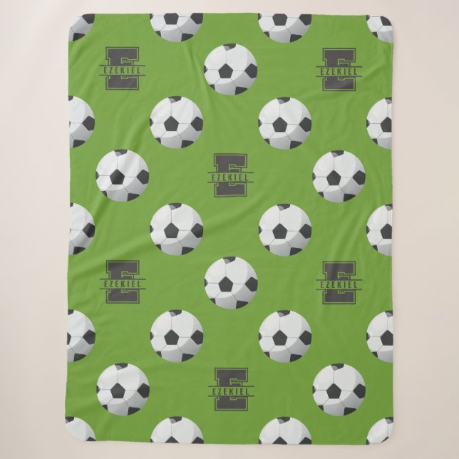 Soccer Monogram Name Blanket – Letter E (Front)