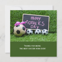 Soccer Mother's Day with ball on green for mum