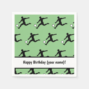 Soccer Motif with Footballers pattern on green Napkin