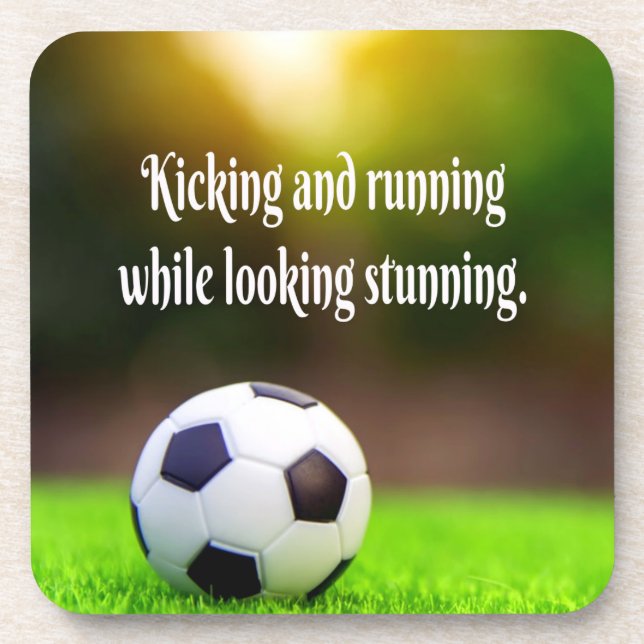 Soccer Motivational Inspirational Green Field Coaster (Front)