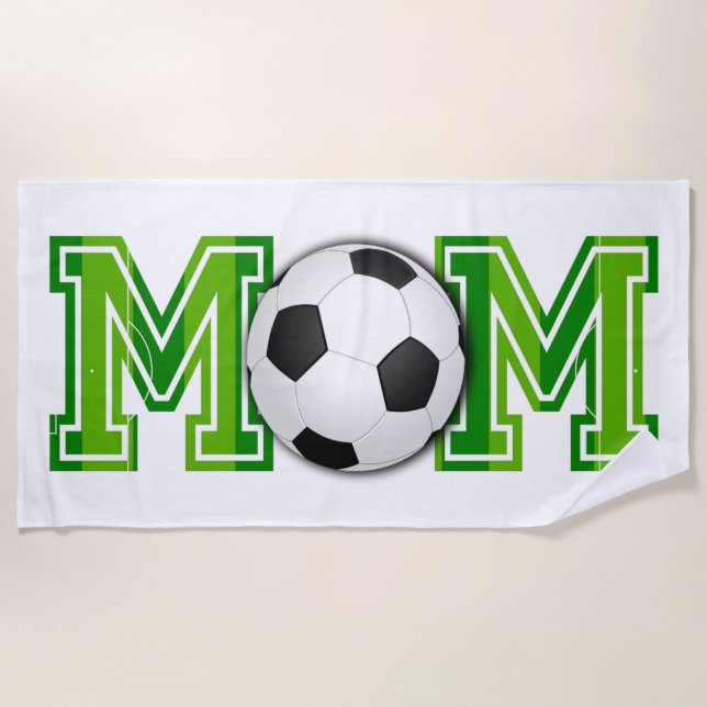 Soccer Mum Ball and Field Football Pitch Beach Towel (Front)