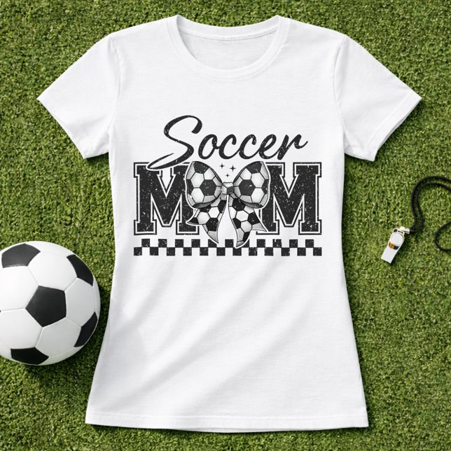 Soccer Mum Chequered Bow T-Shirt (Creator Uploaded)