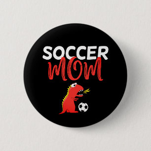 Soccer mum cute T-Rex dinosaur 6 Cm Round Badge
