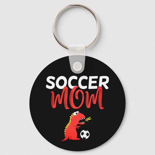 Soccer mum cute T-Rex dinosaur Key Ring (Front)