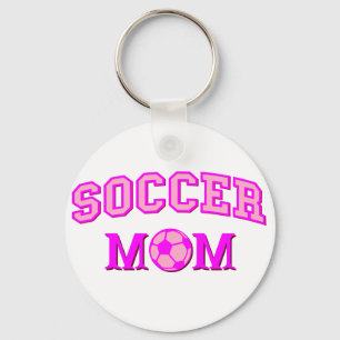 Soccer Mum Drawing And Text All Pink Key Ring