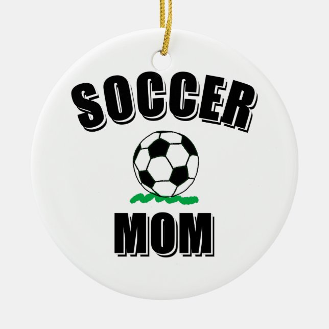 Soccer Mum Drawing And Text Ceramic Tree Decoration (Front)