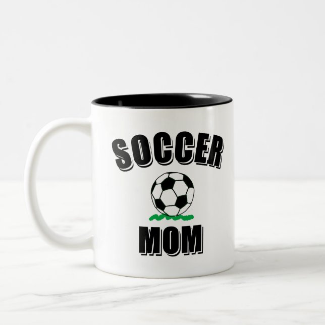 Soccer Mum Drawing And Text Two-Tone Coffee Mug (Left)