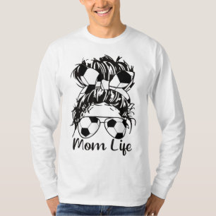 Soccer Mum Funny Soccer Ball Glasses Bow Mum Life T-Shirt
