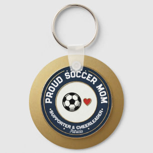 Soccer Mum Gold Proud Supporter With Name  Key Ring