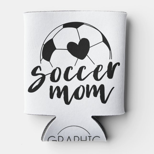 Soccer Mum Heart Ball Can Cooler (Front)