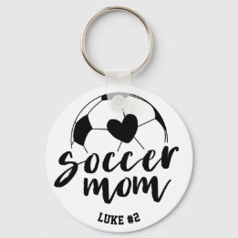 Soccer Mum Heart Ball Personalised Name and Number Key Ring