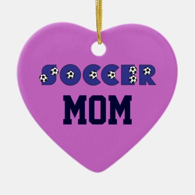Soccer Mum in Blue Ceramic Tree Decoration (Front)