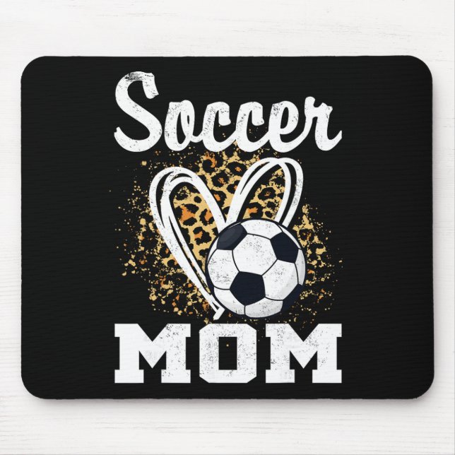 Soccer Mum Leopard Heart  Mouse Mat (Front)