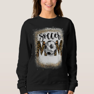 Soccer Mum Leopard Pattern Bleached Cheer Mum Game Sweatshirt