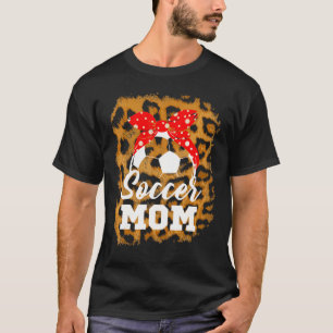 Soccer Mum Leopard Pattern Red Bandanna Mum Mother T-Shirt