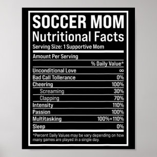 Soccer Mum Ll Mum Nutritional Facts Funny Mothers Poster