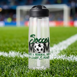 Soccer Mum Louder Prouder Game Day Green Heart Water Bottle