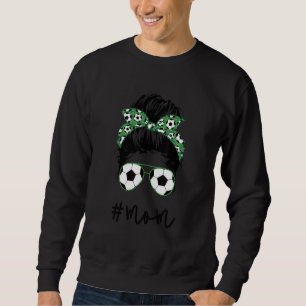 Soccer Mum Messy Bun Aviator Glasses Soccer Mother Sweatshirt