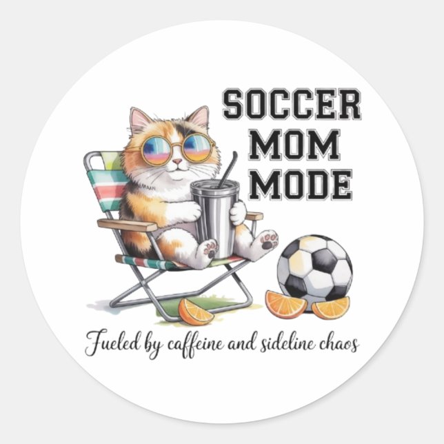 Soccer Mum Mode Cat Sticker - Funny Sideline Chaos (Front)