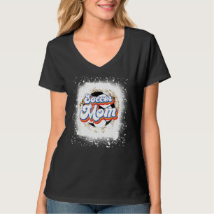 Soccer Mum Mother's Day Leopard Soccer Bleached T-Shirt