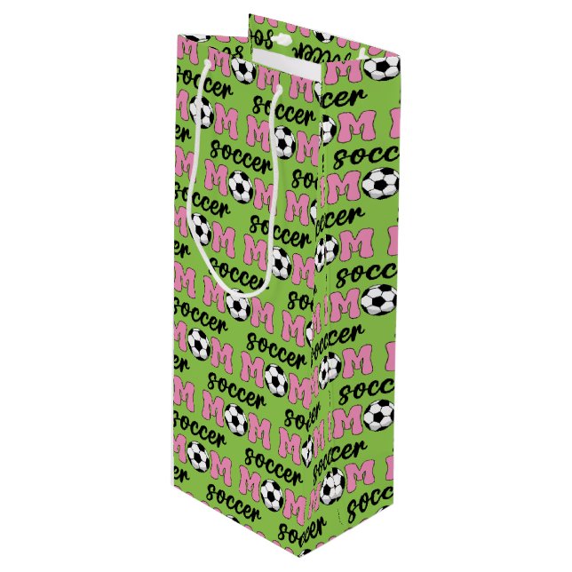 Soccer Mum Mother's Day Pattern Wine Gift Bag (Front Angled)