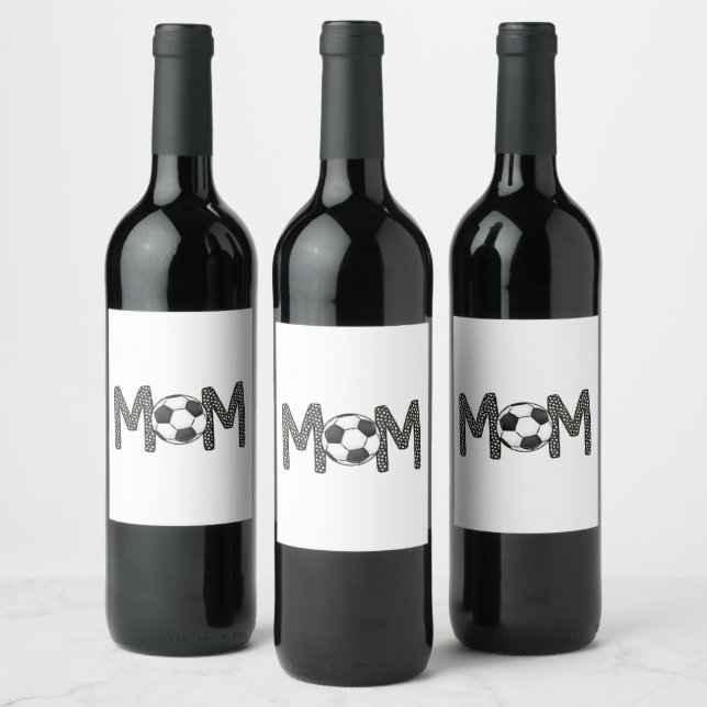 Soccer Mum Polka Dot Soccer Ball Wine Label (Bottles)