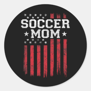 Soccer Mum Proud American Flag Usa Patriot Patriot Classic Round Sticker